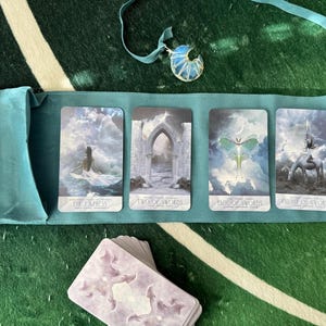 Pocket Tarot Deck w/velvet wrap bag and Moon crystal