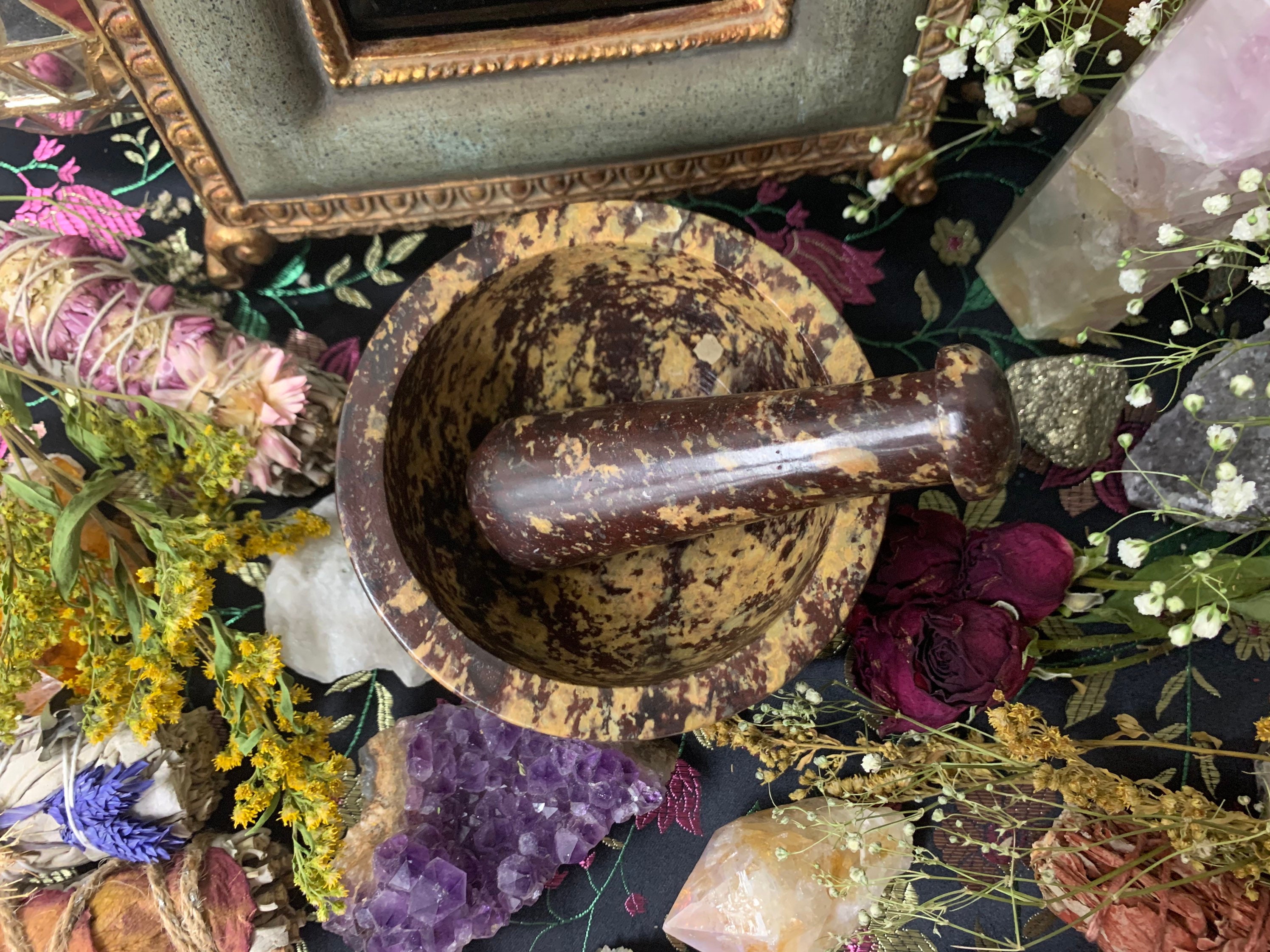 Carved Floral Mortar and Pestle Etsy