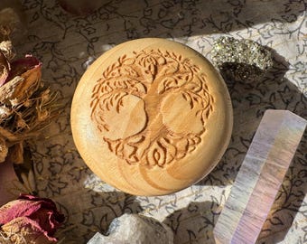 Mini Tree of life Round Wood Box
