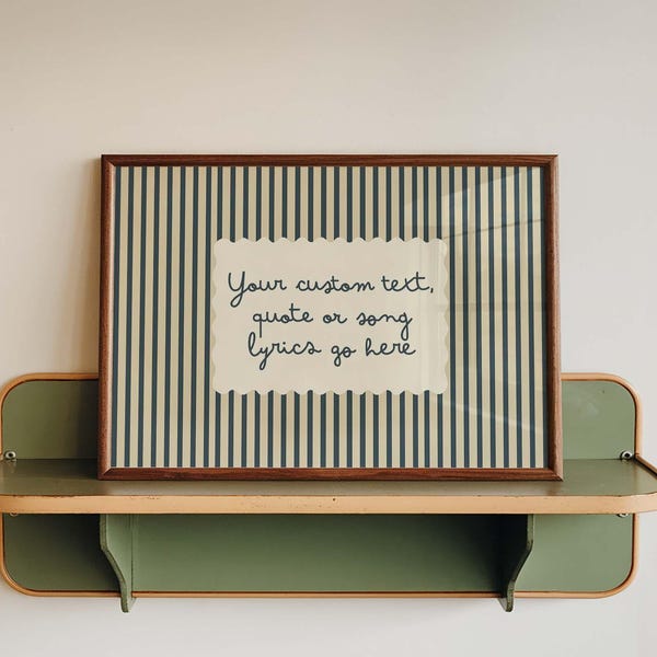 Personalisierter Text Print, benutzerdefiniertes Songtexte Geschenk, handgeschriebenes Zitat Poster, Vintage Streifen Wandkunst