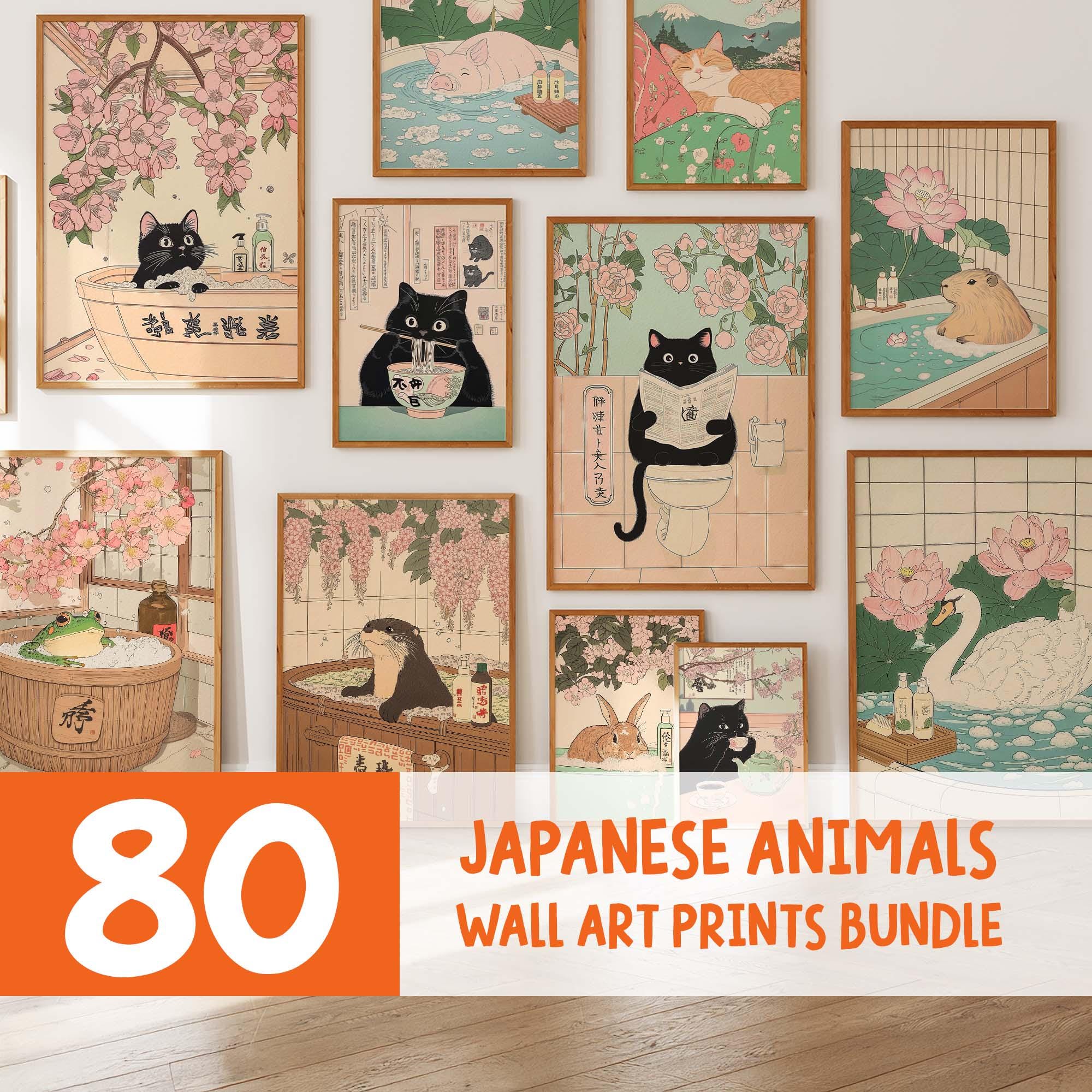 TAYU-TAFU Japanischer Furoshiki Wandteppich - Katzen-Skizzen Design 50x50 Cm Aus 100% Baumwolle