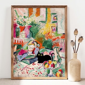 Black Cat Print, Matisse Cat Poster, Henri Matisse Cat Art, Matisse Cat Print, Funny Cat print, Funny gift Idea, Home decor Poster PS0474