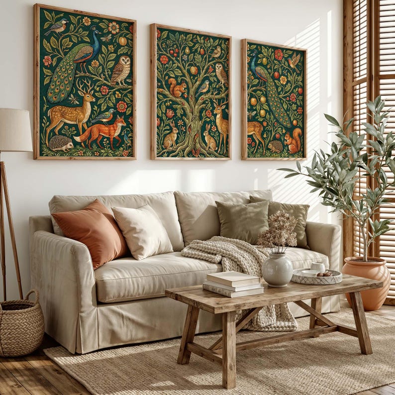 William Morris Tree of Life Print Set, Vintage Botanical Animal Art - Etsy