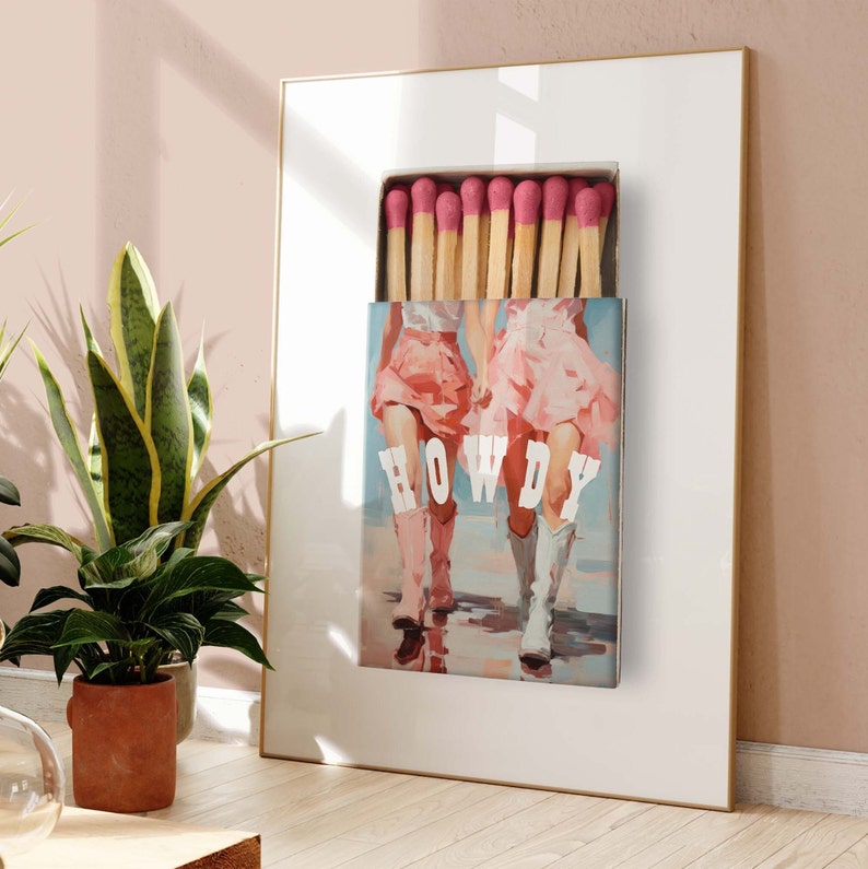 Hallo Cowgirl Matchbox Print, Preppy muurdecoratie, Cowgirls Print ...