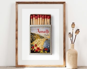Amalfi Matchbox Print, Italy Poster, Coast Travel Print Trendy Wall Decor, Travel Art Aesthetic Wall Art, Gallery Wall Art Gift Idea PS0531