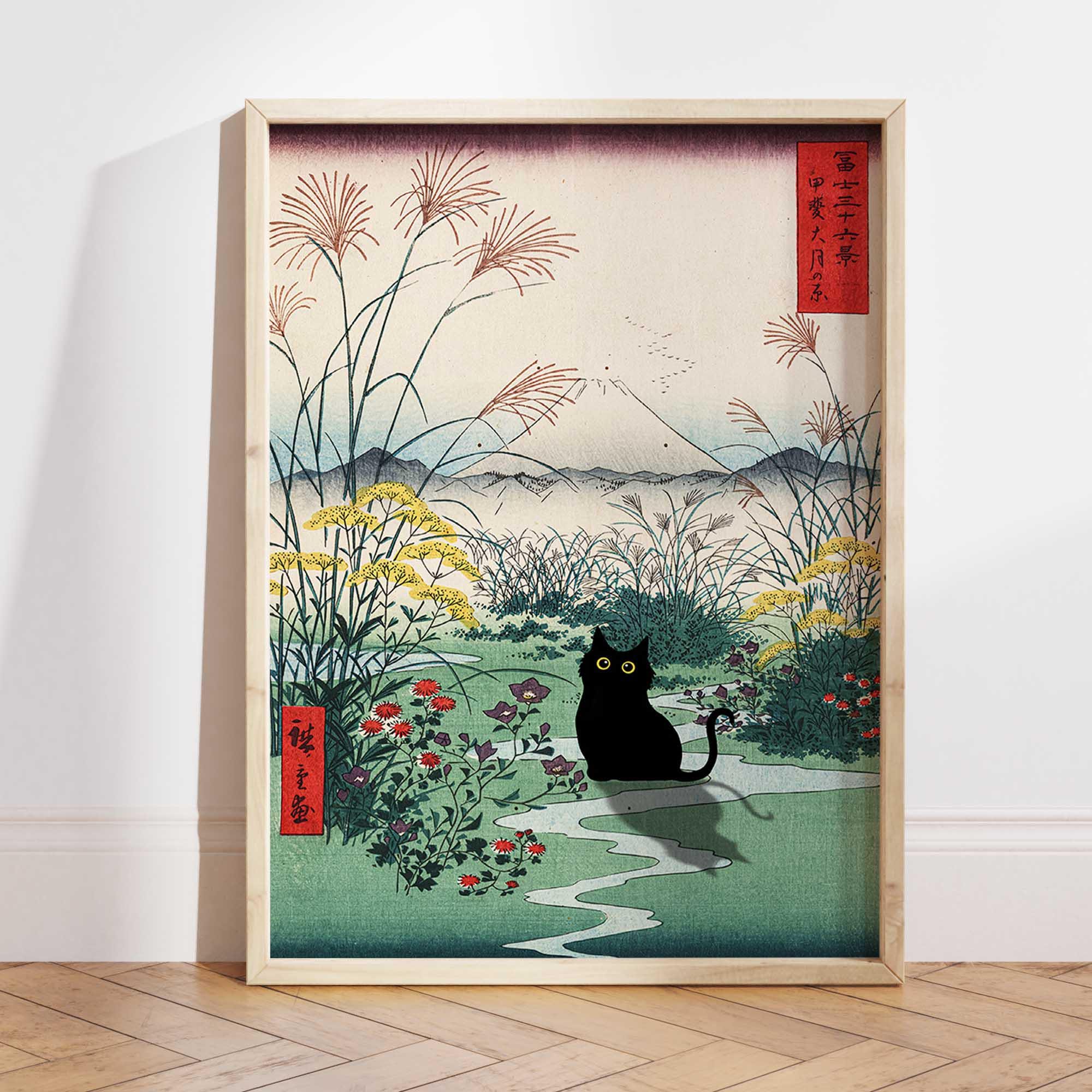 Black Cat Otsuki Plain in Kai Province Poster, Hiroshige Artwork