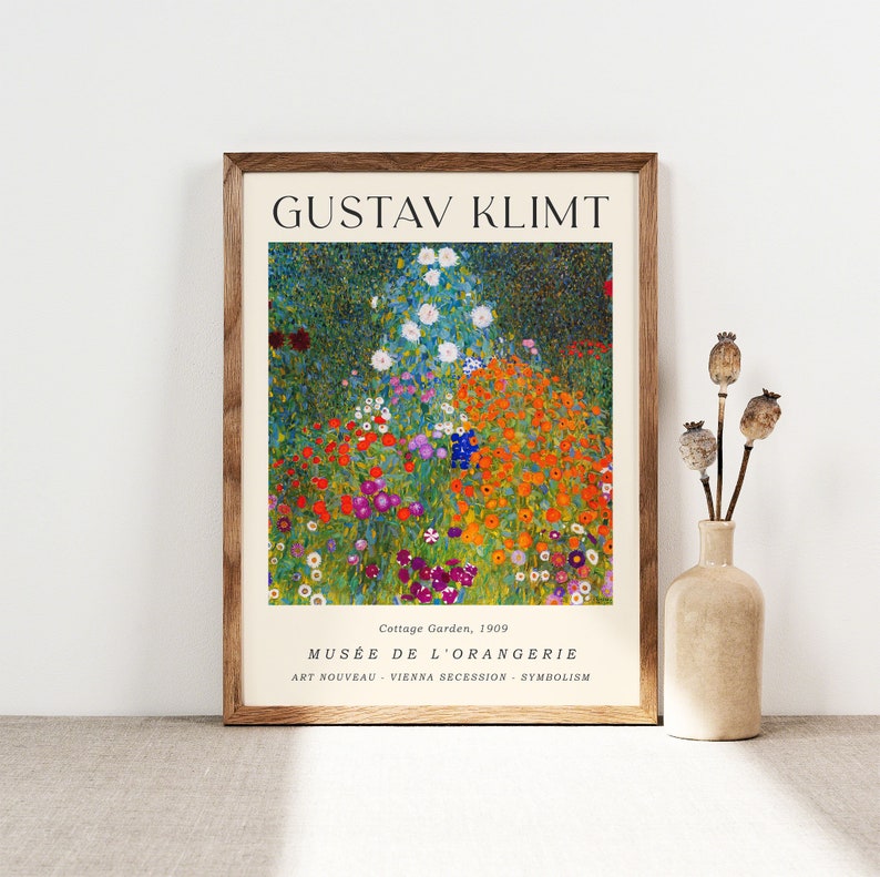 Gustav Klimt Poster Cottage Garden Klimt Flowers Floral Etsy UK
