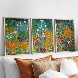 Stampe di Klimt, Cottage Garden, Fiori di Klimt, Decorazione murale floreale, Arte murale primaverile, Idea regalo, Fiori da giardino Dipinto di Klimt PS0543