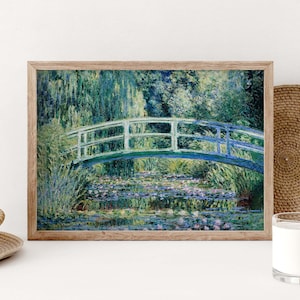 Claude Monet Poster, Bridge over a Pond of Waterlilies, Monet Print, Vintage Botanical Home Decor, Floral Print, Floral Decor Poster PS0346