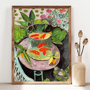 Henri Matisse Poster, The Goldfish art, Flowers Print, Gallery Wall Art, Flowers and fish wall decor, Matise Art, Art Gift Idea PS0487