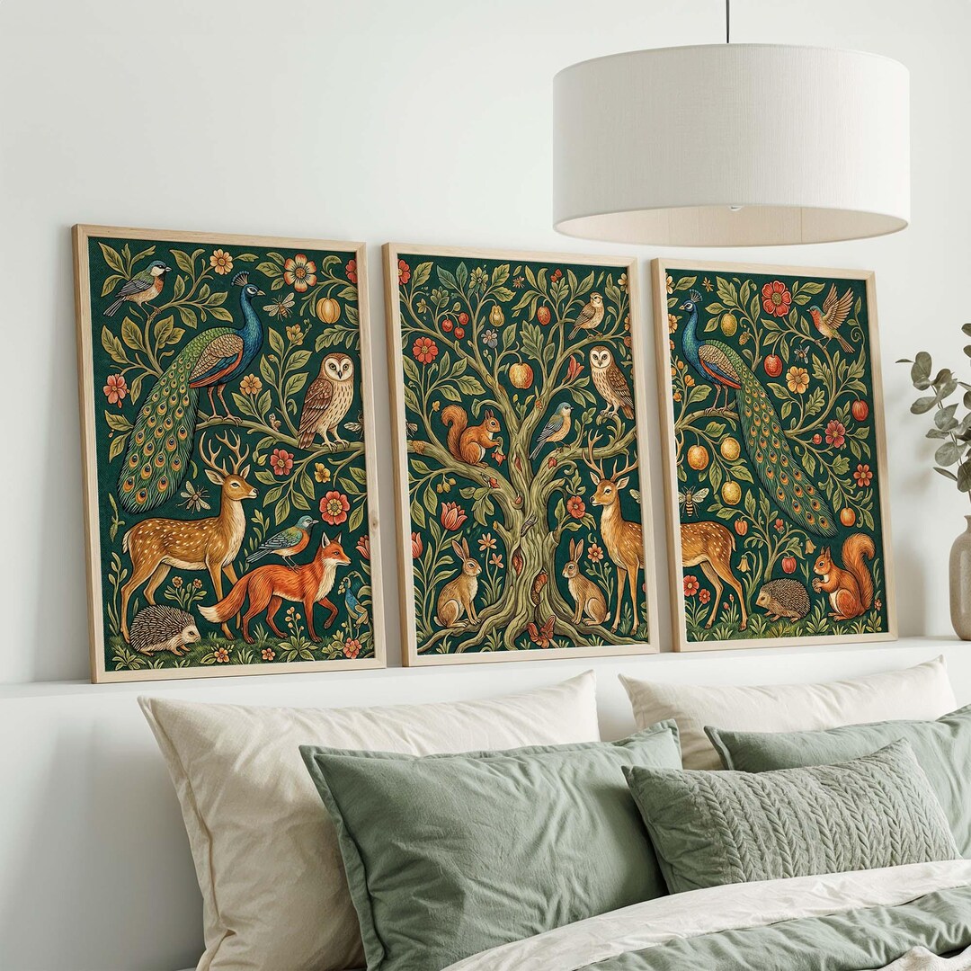 William Morris Tree of Life Print Set, Vintage Botanical Animal Art - Etsy