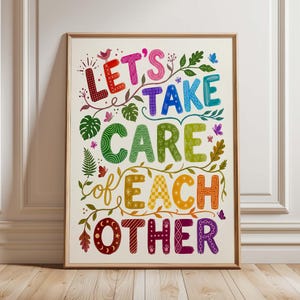 Take Care Of Jeder Andere Poster Druck, Kindness Zitat Wand Kunst, Bunte Folk Typografie, Klassenzimmer Therapie Büro Dekor