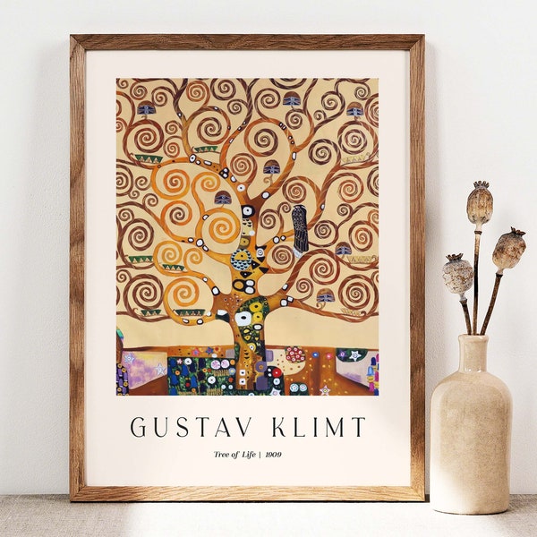 Affiche Gustav Klimt, impression arbre de vie Klimt, paysage de Gustav Klimt, décoration murale florale nature, idée cadeau, impression d'art mural, peinture de jardin GK015