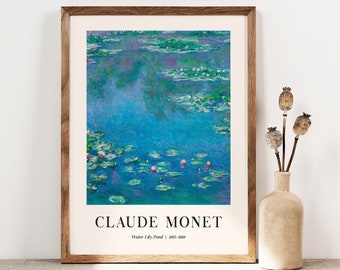 Claude Monet Water Lilies Pond Poster, Monet Wall Art Print, Poster Wall Art, Monet Exhibition poster Print, Gallery Wall Art CM002