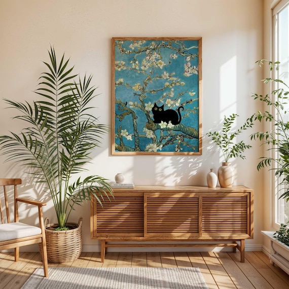 黒猫アート、フィンセント・ファン・ゴッホのアーモンドの花の猫