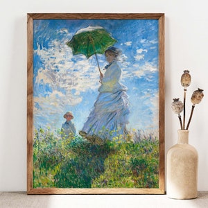 Claude Monet Woman with a Parasol Art Poster, Monet Wall Art Print, Monet Poster, Monet Exibition poster, Gallery Wall, Gift Idea PS0485