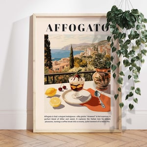 Italian Affogato Print Gift, Espresso Gelato Wall Art, La Dolce Vita Dessert Poster, Coffee Decor, Italy Foodie Art, Cafe Kitchen Gift F08