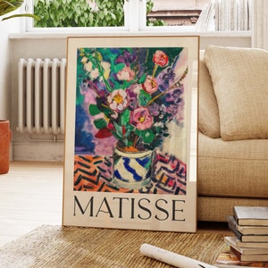 Impression Henri Matisse, art mural fleurs, impression botanique roses, art mural galerie, Matisse Les Pivoines, idée cadeau, nature morte Art cadeau MA04