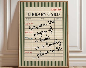 Between The Pages Book Print, Vintage Library Card Poster, Book Lover Wall Art, Librarian Gift, Bookish Decor for Reading Nook