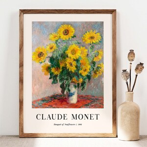 Claude Monet Bouquet of Sunflowers Art Poster, Floral Art Print, Botanical Poster, Monet Exibition poster, Gallery Wall, Gift Idea CM031