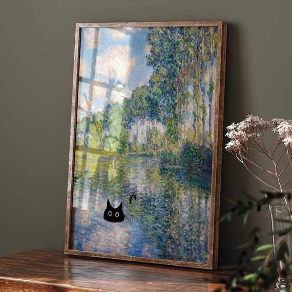 原画#3319 黒猫 雨 ベネチア 水彩画 ドローイング インテリア