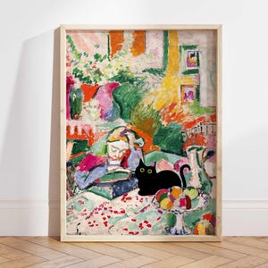 Black Cat Print, Matisse Cat Poster, Henri Matisse Cat Art, Matisse Cat Print, Funny Cat print, Funny gift Idea, Home decor Poster PS0474