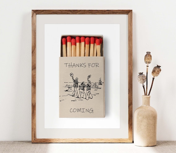 Thanks For Coming Matchbox Print, Vintage Sailor Poster, Trendy Wall Decor, Cute Quote Art Aesthetic Wall Art, Gallery Wall Art Gift PS0527