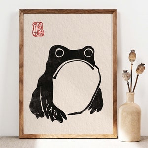 Unimpressed Frog, Matsumoto Hoji Frog Print, Japanese Frog Poster, Funny Frog Print Vintage Art Print, Animal Art, Wall Art, Gift Idea JP001