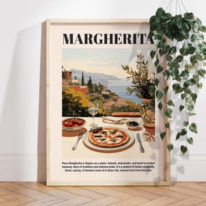 Impresión de pizza italiana Margherita, arte vintage de cocina, decoración de pared de La Dolce Vita, póster culinario italiano, regalo para amantes de la pizza F04
