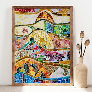 Antoni Gaudi Mosaic Poster, Abstract Print, Abstract Art, Modern Art, Expressionism Art, Marble Modern Wall Art, Abstract Poster PS0358