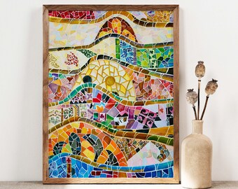 Antoni Gaudi Mosaic Poster, Abstract Print, Abstract Art, Modern Art, Expressionism Art, Marble Modern Wall Art, Abstract Poster PS0358