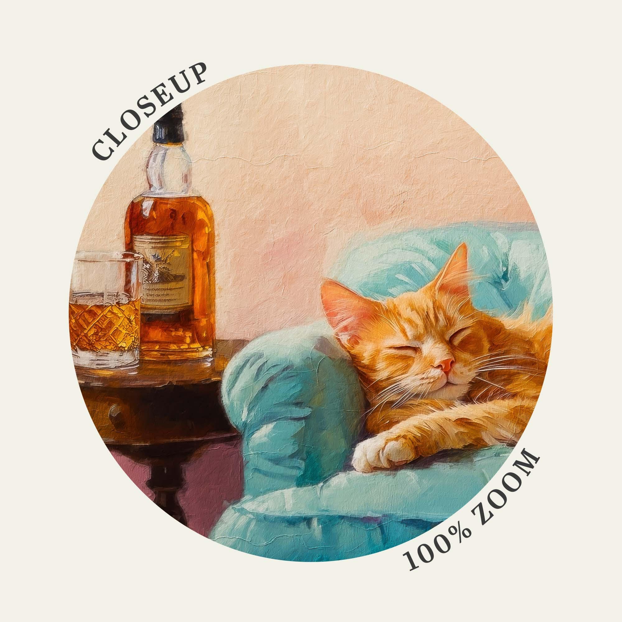 Orange Cat With Whiskey Art Print, Cute Quirky Whimsical Wall Art ...