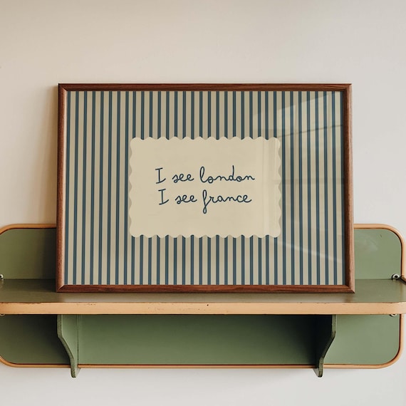 I See London I See France Quote Print, Minimalist Bathroom Art, Retro Stripes