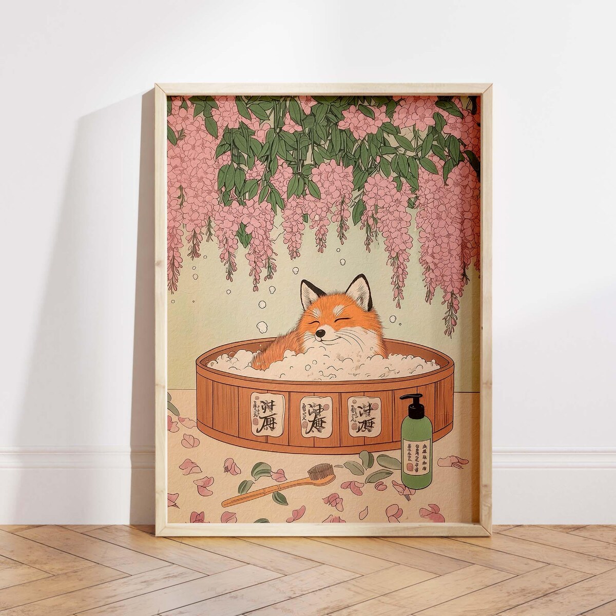 Fox in a Bath Japanese Style Bathroom Print, Vintage Japan Poster, Funny Fox Poster, Aesthetic Japandi Wall Art, Fox Lover Gift PS0671 - Etsy