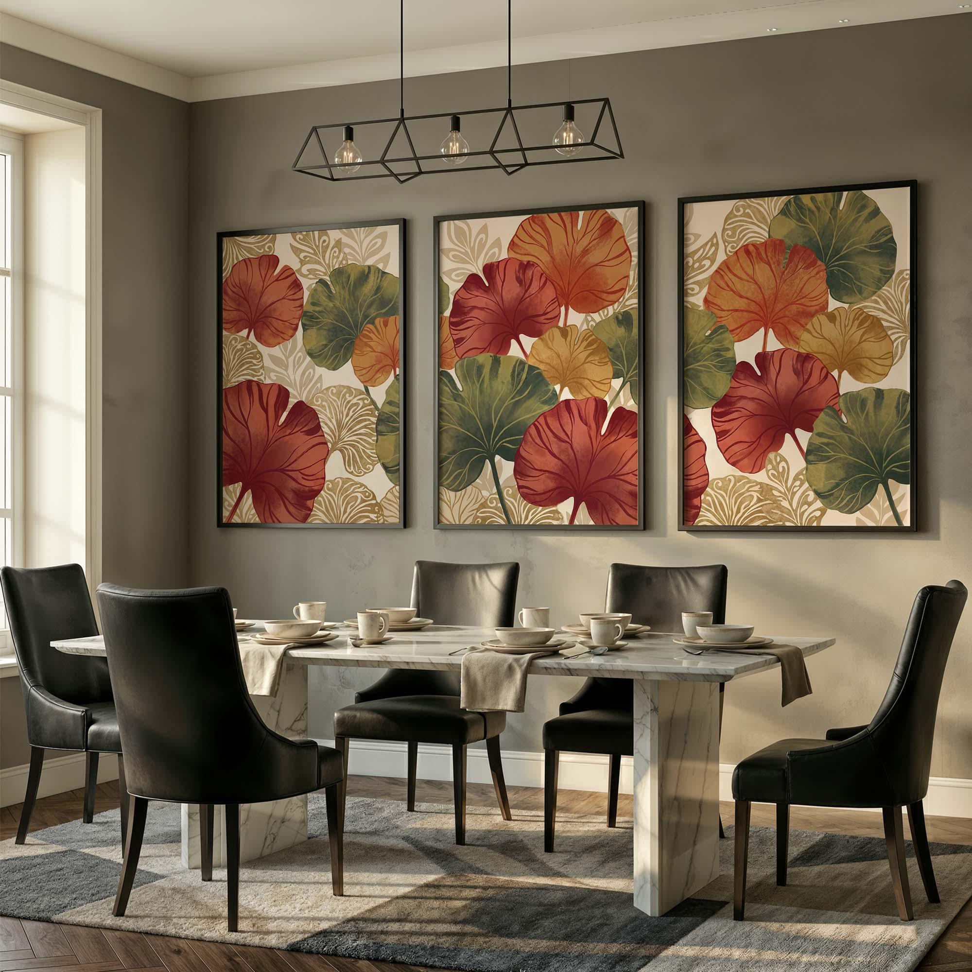 Botanical Wall Art Set of 3, Boho Leaf Prints, Terracotta Green Gallery ...