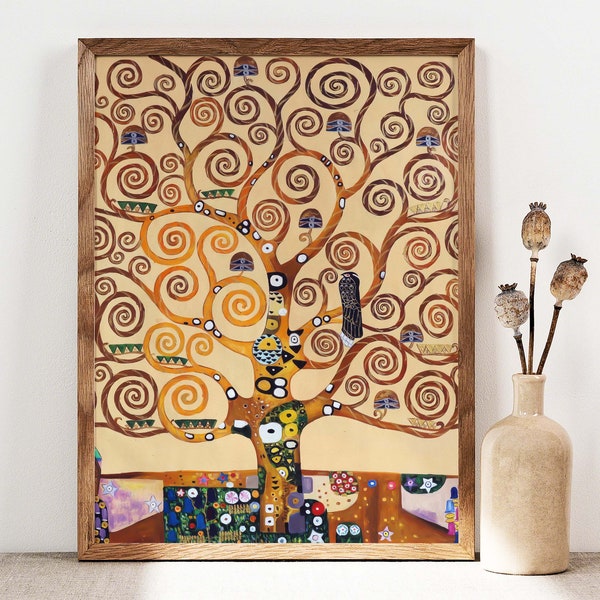 Affiche Gustav Klimt, impression arbre de vie Klimt, paysage de Gustav Klimt, décoration murale florale nature, idée cadeau, impression d'art mural, peinture de jardin GK016