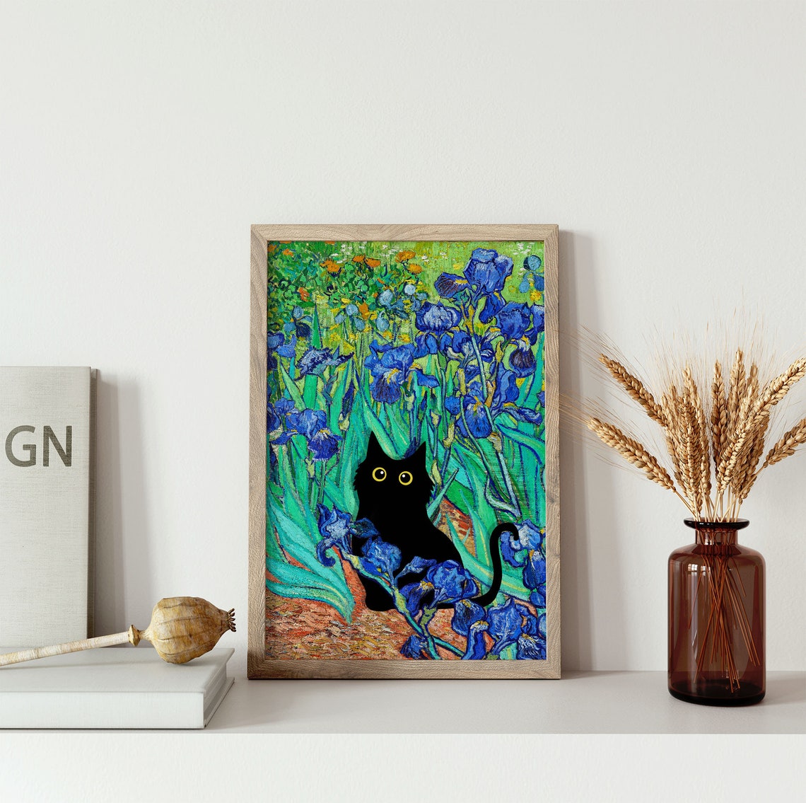 Vincent Van Gogh's Irises Cat Print Van Gogh Cat Poster - Etsy