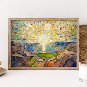 Edvard Munch's Solenintro The Sun Print, Sunshine Poster, Sunrise Over The Rocky Coast Print, Sea Ocean Poster Wall Decor Gift Idea PS0414