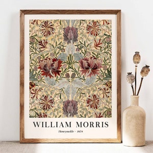 William Morris Print, Morris Poster, Garden Flowers Art, Honeysuckle Print, Vintage Floral Art, Wall Art Gift Idea, Art Print Decor WM022