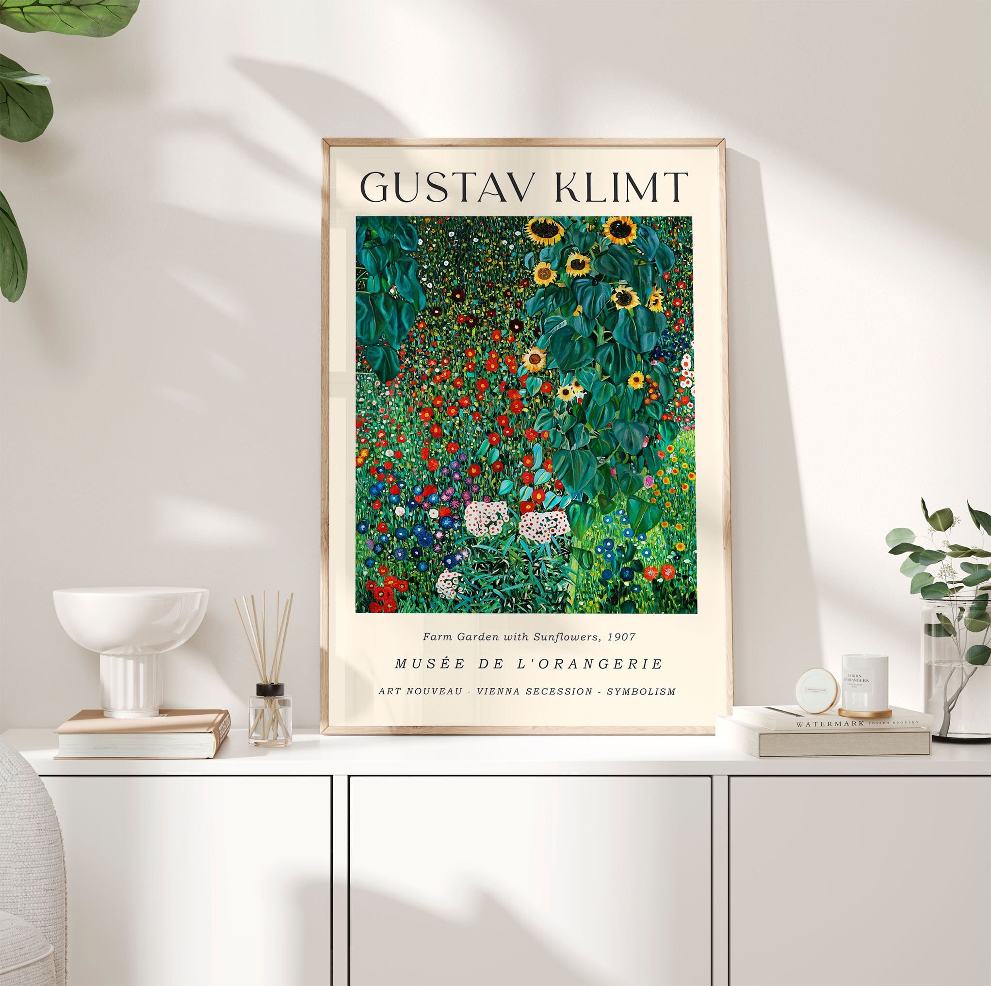 Discover Gustav Klimt Poster, Farm Garden with Sunflowers Poster