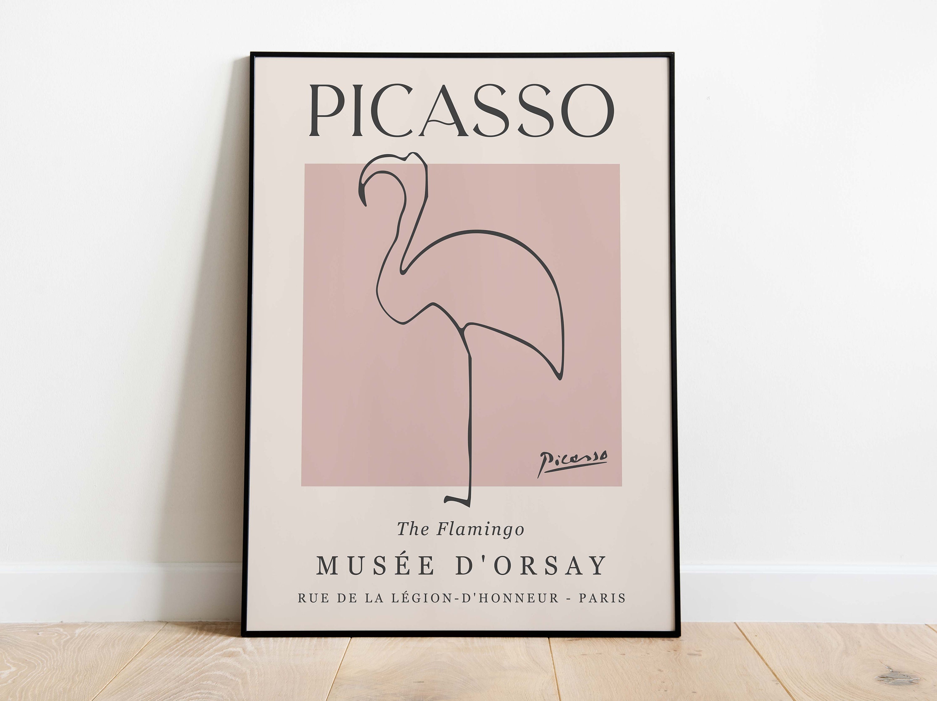 Discover Picasso - Flamingo, Exhibition Vintage Line Art Poster, Minimalist Line Drawing, Ideal Home Decor