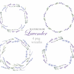 Watercolor Lavender Wreath clipart, Wedding Wreath clipart, Wreath Borders, Watercolor Clipart, Wedding invitations, Frames, Lavender PNG