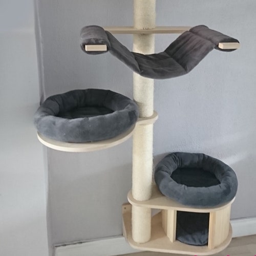 SILVER GREY Chenille Corduroy 5pc Cat Tree Bed Replacement Set Etsy