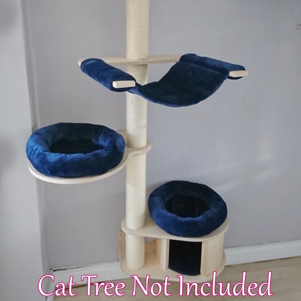 BLEU MARINE Câlin Polaire 5pc Cat Tree Bed Replacement Set pour s’adapter à Natural Paradise Wall Cat Tree (non inclus l’arbre à chat)
