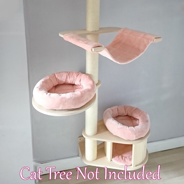 SALMON PEACH Câlin Polaire 5pc Cat Tree Bed Replacement Set to Fit in for Natural Paradise Wall Cat Tree (non inclus l’arbre à chat)
