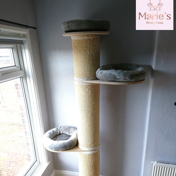 MID-GREY Knuffel Fleece 3-delige Cat Snuggle Bed Vervanging Set om in te passen voor Natural Paradise Cat Tree Jasmine XXL (niet inbegrepen krabpaal)