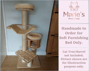 CHAMPAGNE Cream Beige Cuddle Plain Fleece, Pet Cat Tree Cushions Bed Replacement Set to fit in for Natural Paradise Cat Tree Magnolia XL
