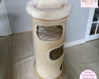IVORY CREAM Cuddle Fleece 4 Piece Cat Scratching Barrel Replacement Bed Set to Fit in for Natural Paradise Scratch Barrel (not incl. barrel)