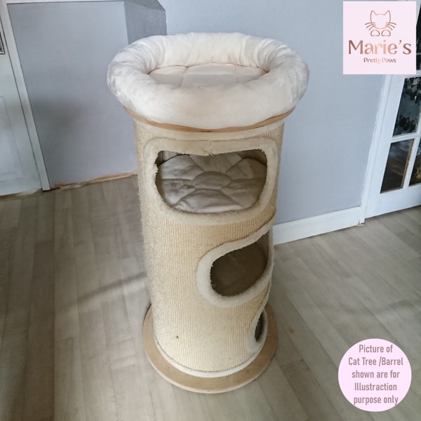 IVORY CREAM Cuddle Fleece 4 Piece Cat Scratching Barrel Replacement Bed Set to Fit in for Natural Paradise Scratch Barrel (not incl. barrel)