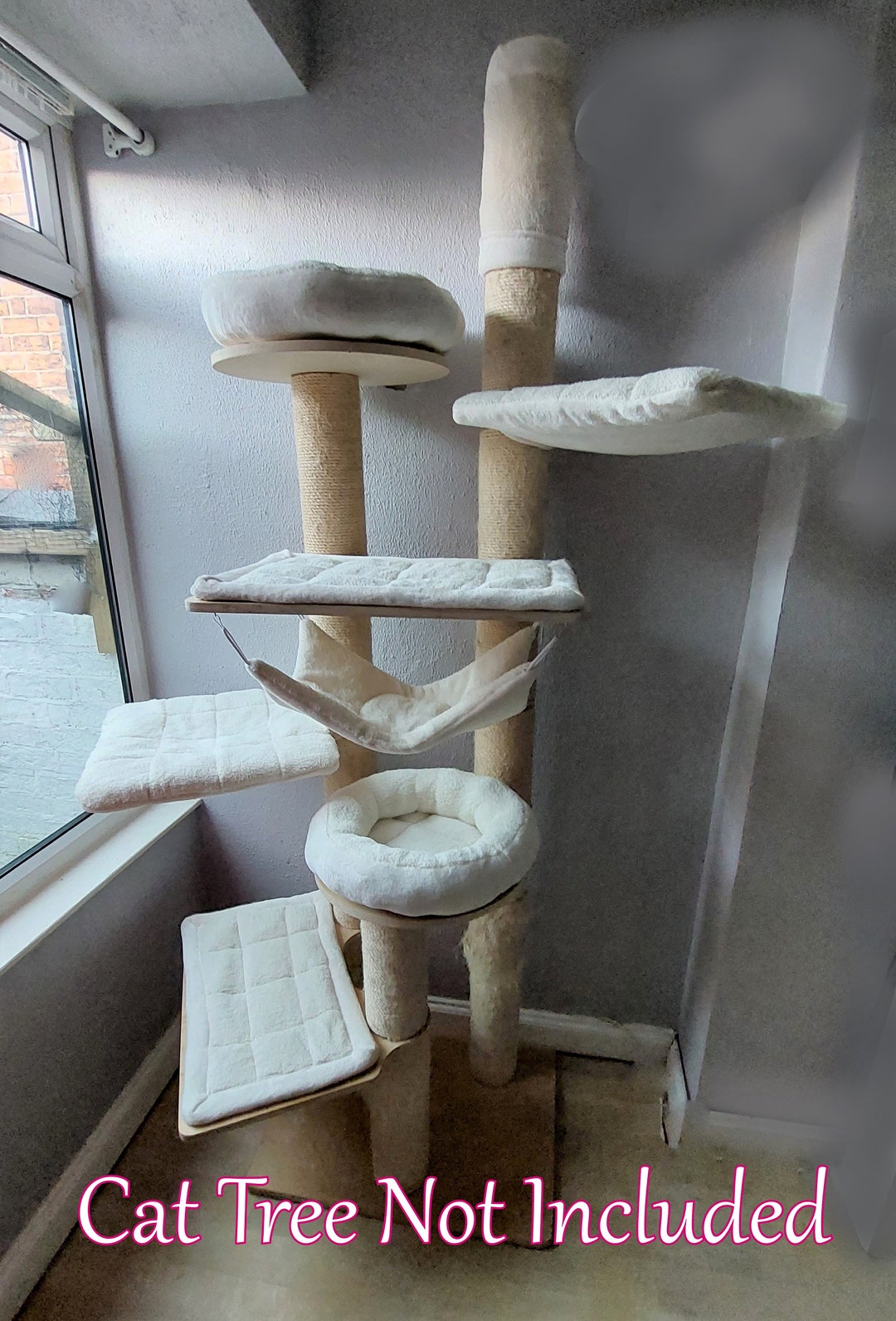 IVORY Cuddle & Sherpa Fleece 8pc Cat Tree Bed Replacement Set to Fit in